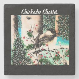 Posavasos De Piedra Navidades Chickadee Chatter Stone Coaster