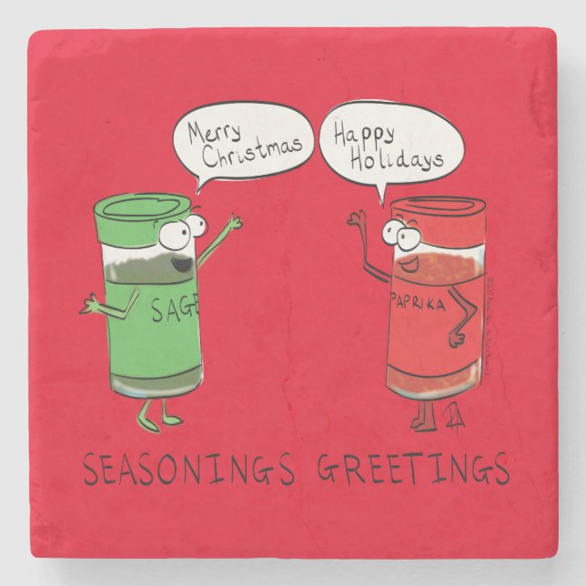 Posavasos De Piedra Navidades cocinando especias divertidas para el ch (Anverso)