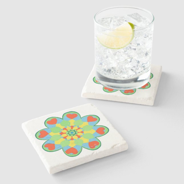 Posavasos De Piedra Navidades Corazón Mandala (Lateral)