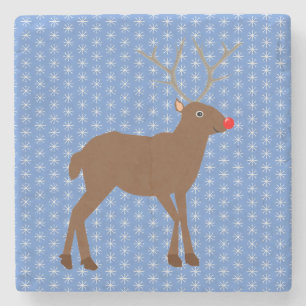 Posavasos De Piedra Navidades cortos renos con nariz roja