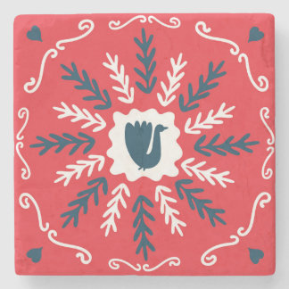 Posavasos De Piedra Navidades de arte Folk Doodle Tile