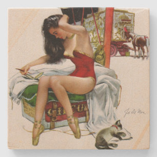 Posavasos De Piedra Navidades de arte ventilado Circus Beauty Chica de