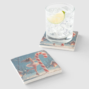 Posavasos De Piedra Navidades de Ballerina Anime Chica y Candy Cane