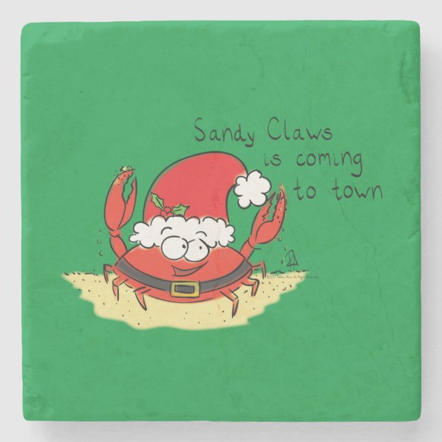 Posavasos De Piedra Navidades de cangrejo callejero graciosos vacacion (Anverso)