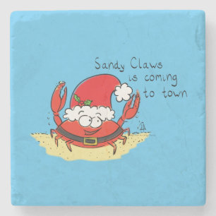 Posavasos De Piedra Navidades de cangrejo callejero graciosos vacacion