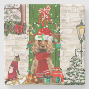 Posavasos De Piedra Navidades de Cocker Spaniel Dog