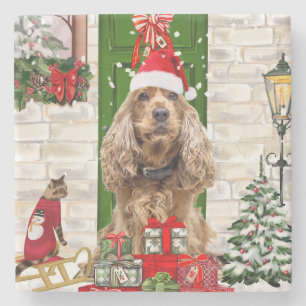 Posavasos De Piedra Navidades de Cocker Spaniel Dog