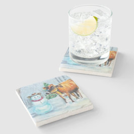 Posavasos De Piedra Navidades de Cowboy Snowman