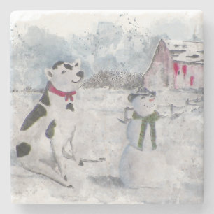 Posavasos De Piedra Navidades de Cowboy Snowman