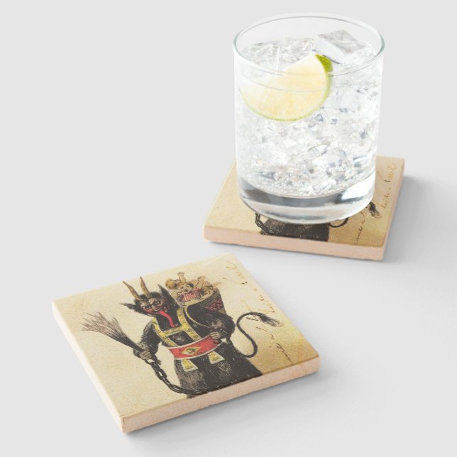Posavasos De Piedra Navidades de feriado malvados Krampus Scary Demon (Lateral)