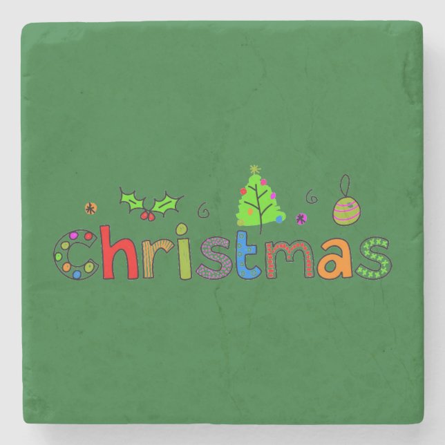 Posavasos De Piedra Navidades de Forest Green (Anverso)