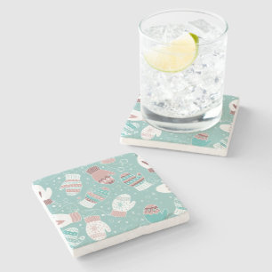 Posavasos De Piedra Navidades de invierno miden patrón en la menta