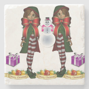Posavasos De Piedra Navidades de la Pascua Elf Marble Stone