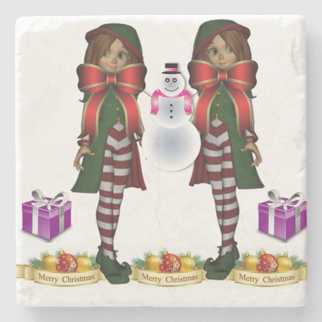 Posavasos De Piedra Navidades de la Pascua Elf Marble Stone (Anverso)