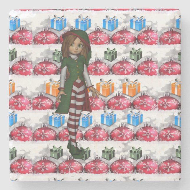 Posavasos De Piedra Navidades de la Pascua Elf Marble Stone (Anverso)