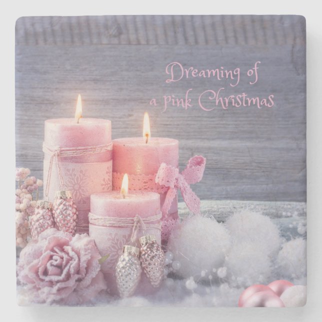 Posavasos De Piedra Navidades de montaña rusa, Navidades rosados (Anverso)