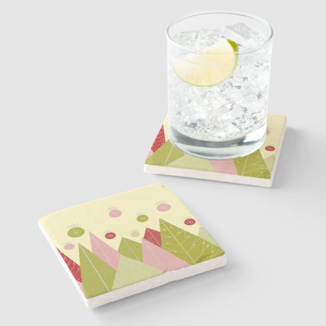 Posavasos De Piedra Navidades de ornamentos y árboles (Lateral)