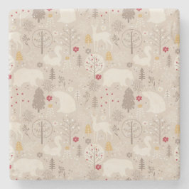 Posavasos De Piedra Navidades de patrones nórdicos de animales de la T