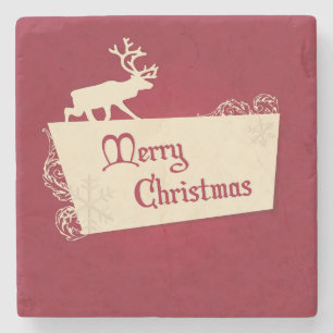 Posavasos De Piedra Navidades de renos rojos y copos de nieve