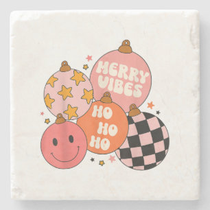 Posavasos De Piedra Navidades de Retro Groovy Merry Vibes Cute Santa C