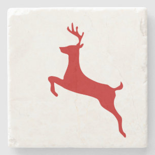 Posavasos De Piedra Navidades de salto de renos Almohadilla de ratón d
