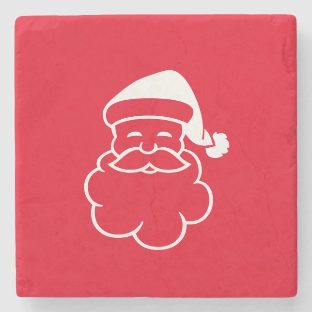 Posavasos De Piedra Navidades de Santa Claus Vacaciones Blancas Rojas  (Anverso)