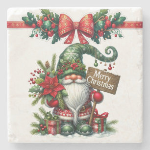 Posavasos De Piedra Navidades de Santa con Poinsettia