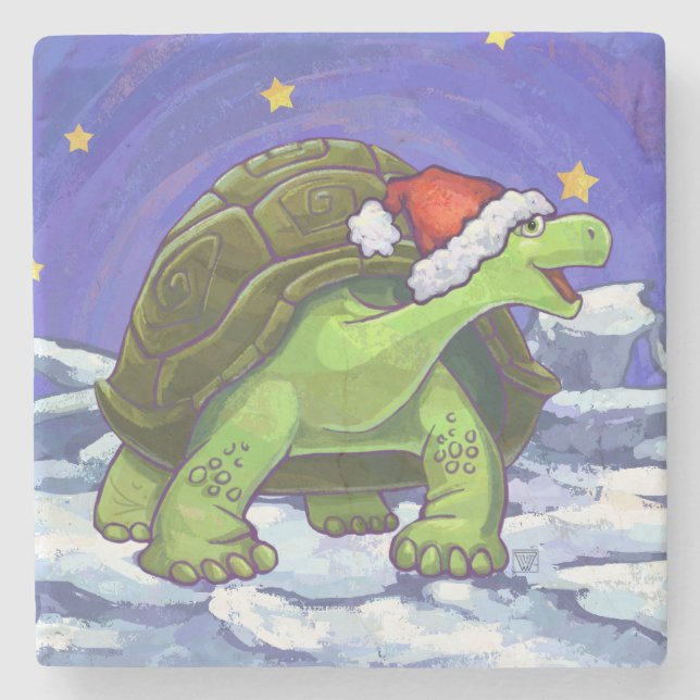 Posavasos De Piedra Navidades de Starry Night Tortoise (Anverso)