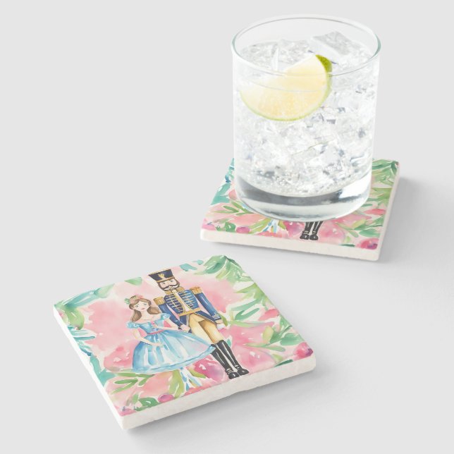 Posavasos De Piedra Navidades de Watercolor Nutcracker y Clara (Lateral)