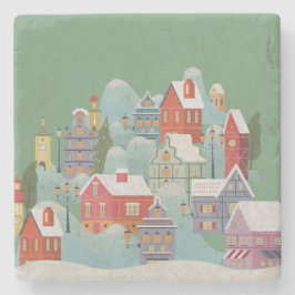 Posavasos De Piedra Navidades de Winter Town