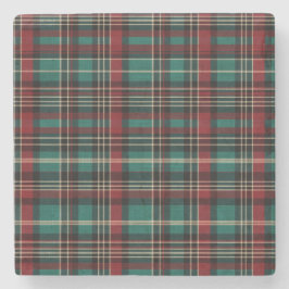 Posavasos De Piedra Navidades del Country Red Green Plaid