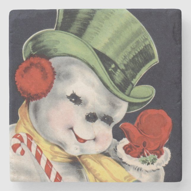 Posavasos De Piedra Navidades del Dapper Snowman (Anverso)