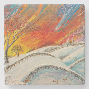 Posavasos De Piedra Navidades del Día del Invierno de Inglaterra