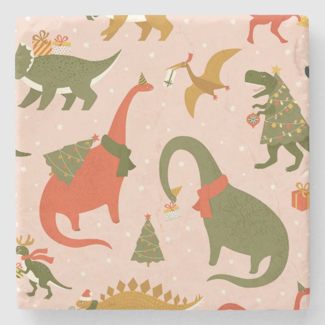 Posavasos De Piedra Navidades Dino Fiesta: Tree Rex (Anverso)