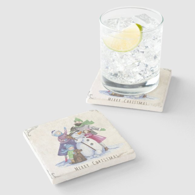 Posavasos De Piedra Navidades divertidos familiares (Lateral)