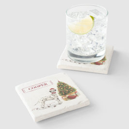 Posavasos De Piedra Navidades divertidos: Perro y árbol dalmatianos