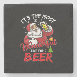 Posavasos De Piedra Navidades divertidos Santa Claus Beer Beer Wonderf