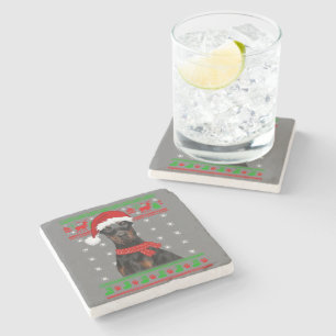 Posavasos De Piedra Navidades Doberman Dog Ugly Sweater Puppy Dog Love