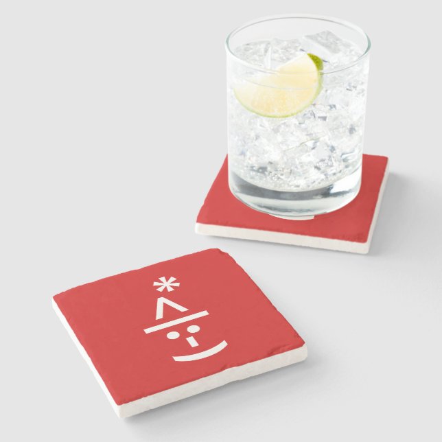 Posavasos De Piedra Navidades Elf Emoticon Xmas ASCII Texto Arte (Lateral)