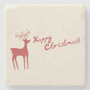 Posavasos De Piedra Navidades felices renos rojos