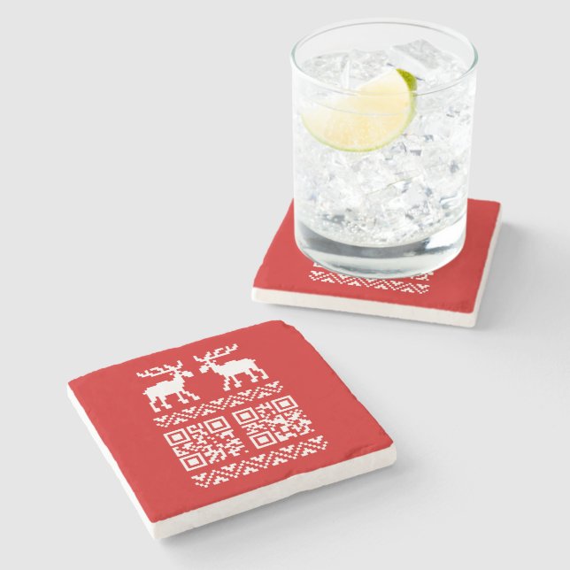 Posavasos De Piedra ¡Navidades feos sudan el código QR Feliz Año Nuevo (Lateral)
