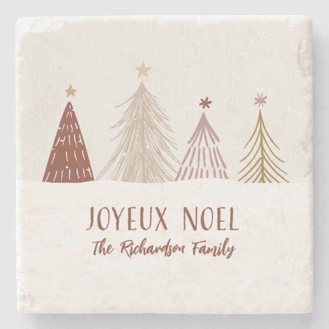 Posavasos De Piedra Navidades festivos de Joyeux Noel Holiday Family S (Anverso)