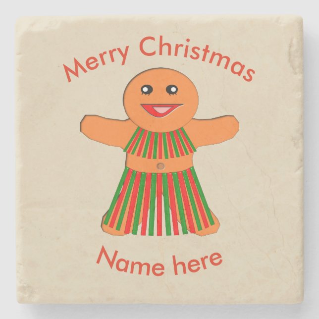 Posavasos De Piedra Navidades Fiesta Gingerbread Mujer (Anverso)