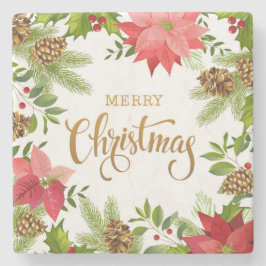 Posavasos De Piedra Navidades Florales de Poinsettia | Vacaciones