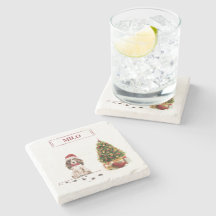 Navidades graciosos de Cocker Brown con un árbol