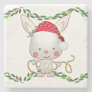 Posavasos De Piedra Navidades Holiday Bunny
