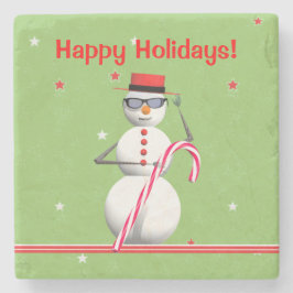Posavasos De Piedra Navidades Holiday Snowman