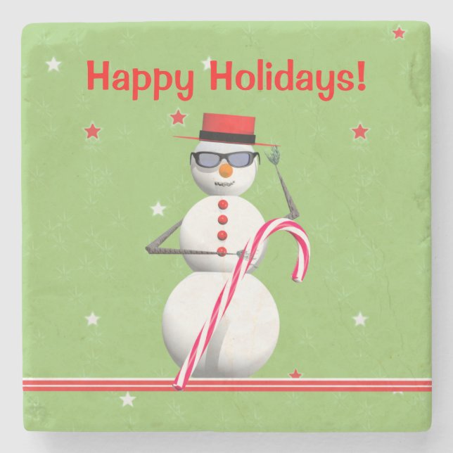 Posavasos De Piedra Navidades Holiday Snowman (Anverso)