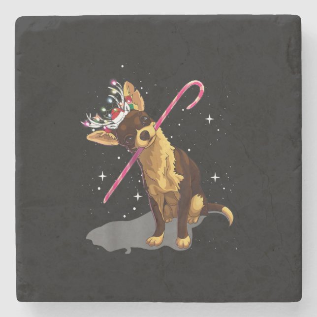 Posavasos De Piedra navidades iluminan chihuahua (Anverso)