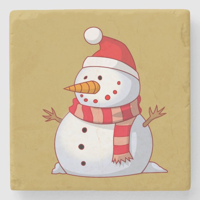 Posavasos De Piedra Navidades inteligentes Snowman (Anverso)